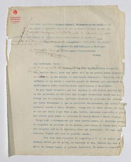 Carta mecanografiada al Padre Pedemonte 1923