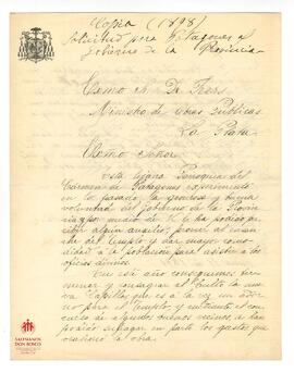 Carta suya al Mtro. De Justicia y Culto y de Obras Públicas (11-1-1898)