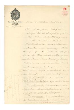Carta dirigida al Card. Cagliero de Francisco Ward(15-10-1900)
