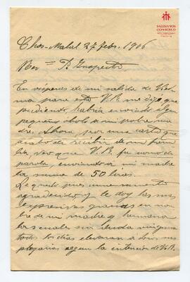 Carta a Mons. Cagliero de José Franchini (27-2-1906)