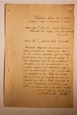 Pedido de admisión al Padre Veneroni 18-01-1907