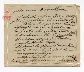 Carta de Cagliero a destinatario desconocido