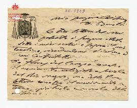 Pequeña nota autógrafa, sin destinatario y fecha agregada (Dic 1909)