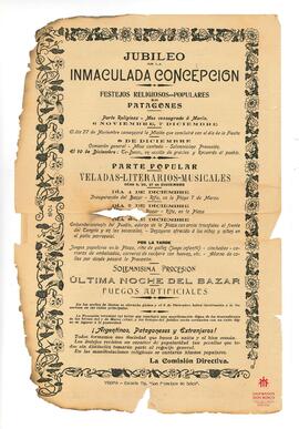Jubileo de la Inmaculada Concepción - afiche de la programación