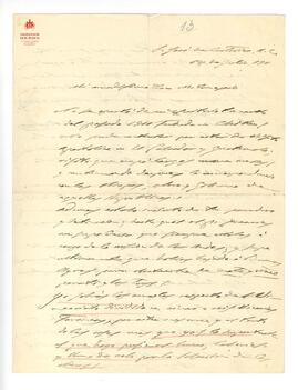 Carta manuscrita de Cagliero a Milanesio, 1911