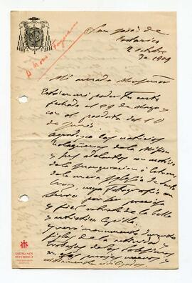 Carta manuscrita de Cagliero a Fagnano, 1909
