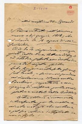 Carta de Mons. Cagliero a Don Beraldi (Enero 1914)