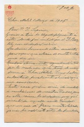 Carta a Mons. Cagliero de José Franchini (1-3-1905)