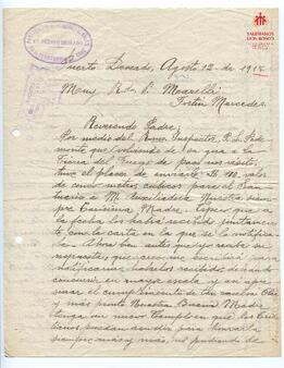 3 cartas manuscritas al Padre Marelli 1918-1919