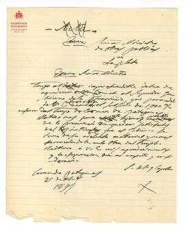 Carta suya al Mtro. De Justicia y Culto y de Obras Públicas (21-4-1891)