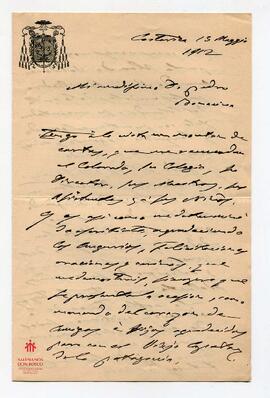 Carta de Mons. Cagliero a Don Pedro Bonacina (15-5-1912)
