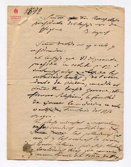 Borrador de carta suya al presidente del Colegio de Higiene Dr. Ramos Mejía (1892)