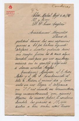 Carta a Mons. Cagliero de José Nicanor Contreras (6-5-1901)