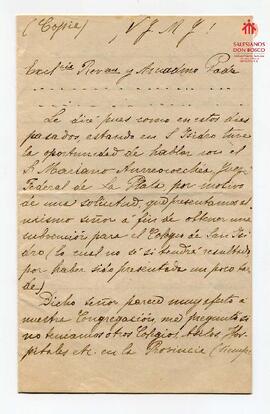 Carta dirigida al Card. Cagliero de Sor. Nazarino (s-f)