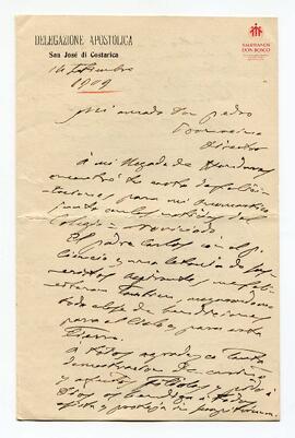 Carta manuscrita de Cagliero a Bonacina, 1909