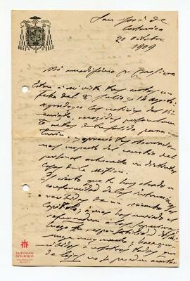 Carta manuscrita de Cagliero a Pagliere, 1909