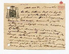 Carta del Card. Cagliero a destinatario no identificado, con fecha incompleta (1912)
