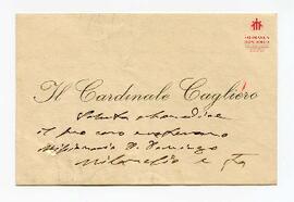 Tarjeta del Card. Cagliero a P. Milanesio, con fecha incompleta (Abr 1916)