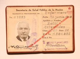 Carnet matrícula de enfermero