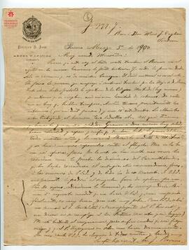 Carta a Mons. Cagliero de P. Piovano (5-3-1900)