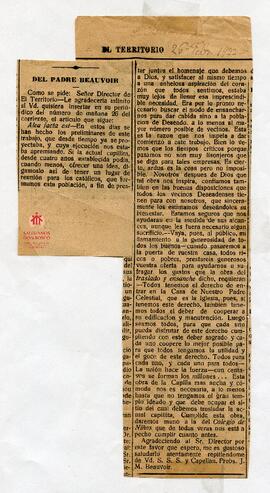 Artículo periodístico 1922